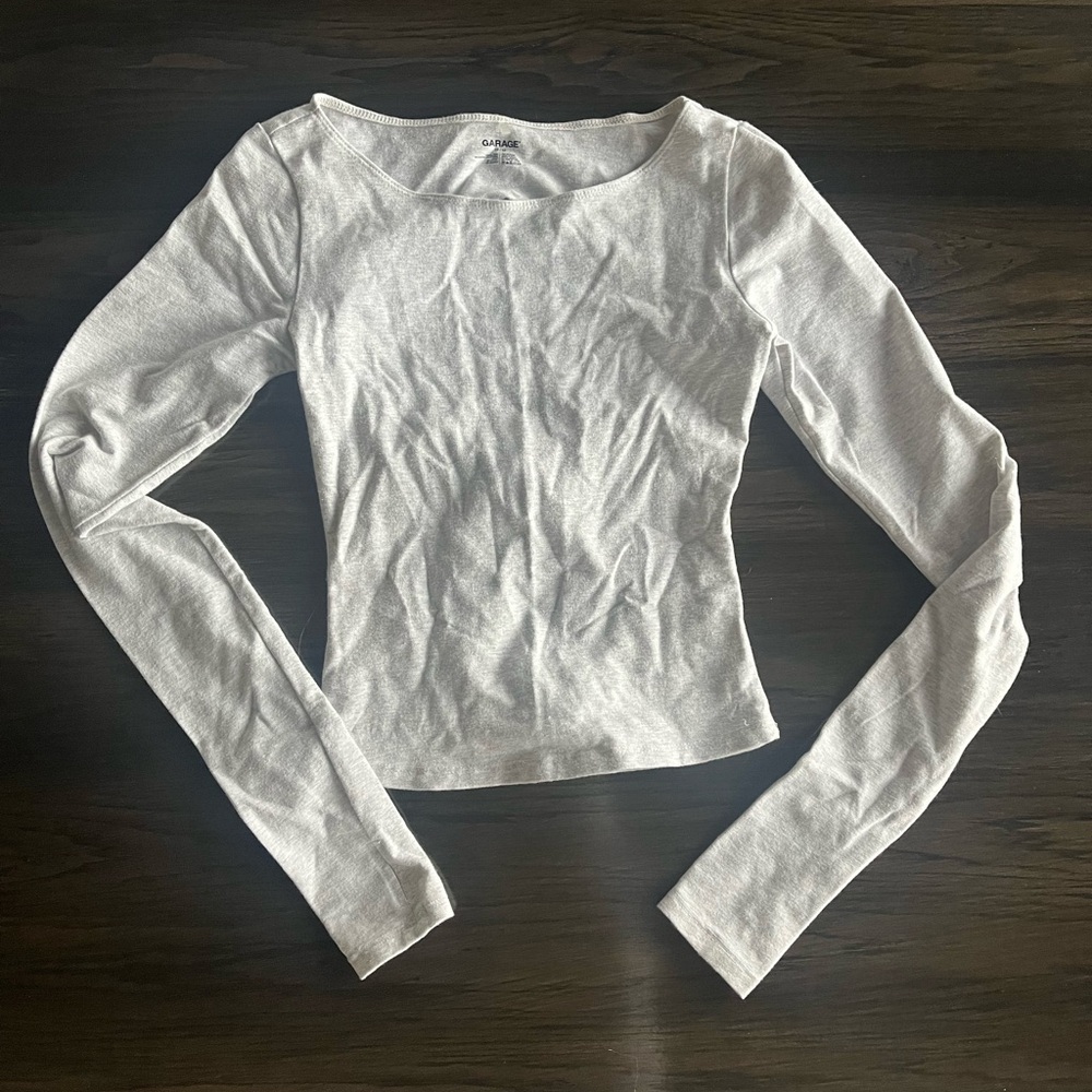 Garage Heather Gray Open-Back Long Sleeve Tee